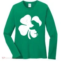 Lucky Clover St Patrick's Dinosaur Women's Long Sleeve Shirt thumb 0