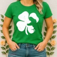 Lucky Clover St Patrick's Dinosaur Women's T-Shirt thumb 2