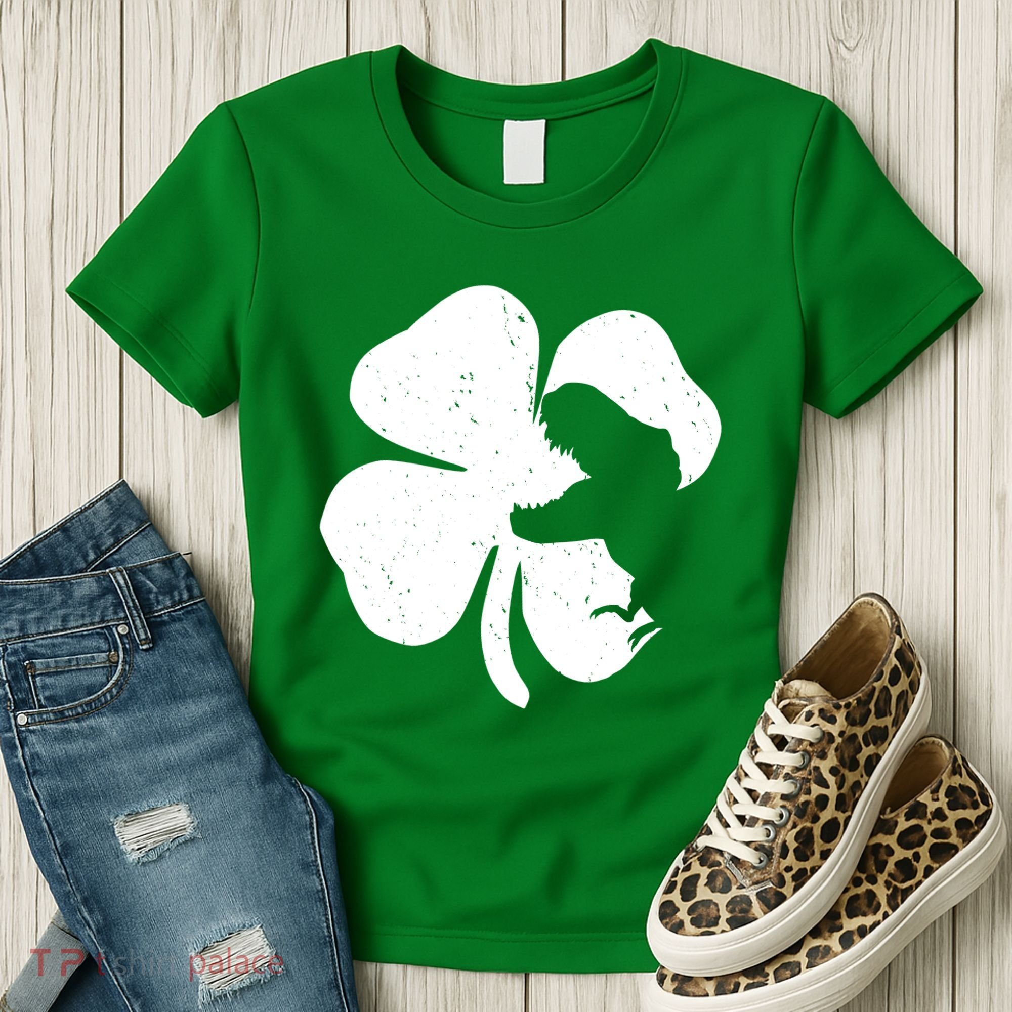 Lucky Clover St Patrick's Dinosaur Women's T-Shirt