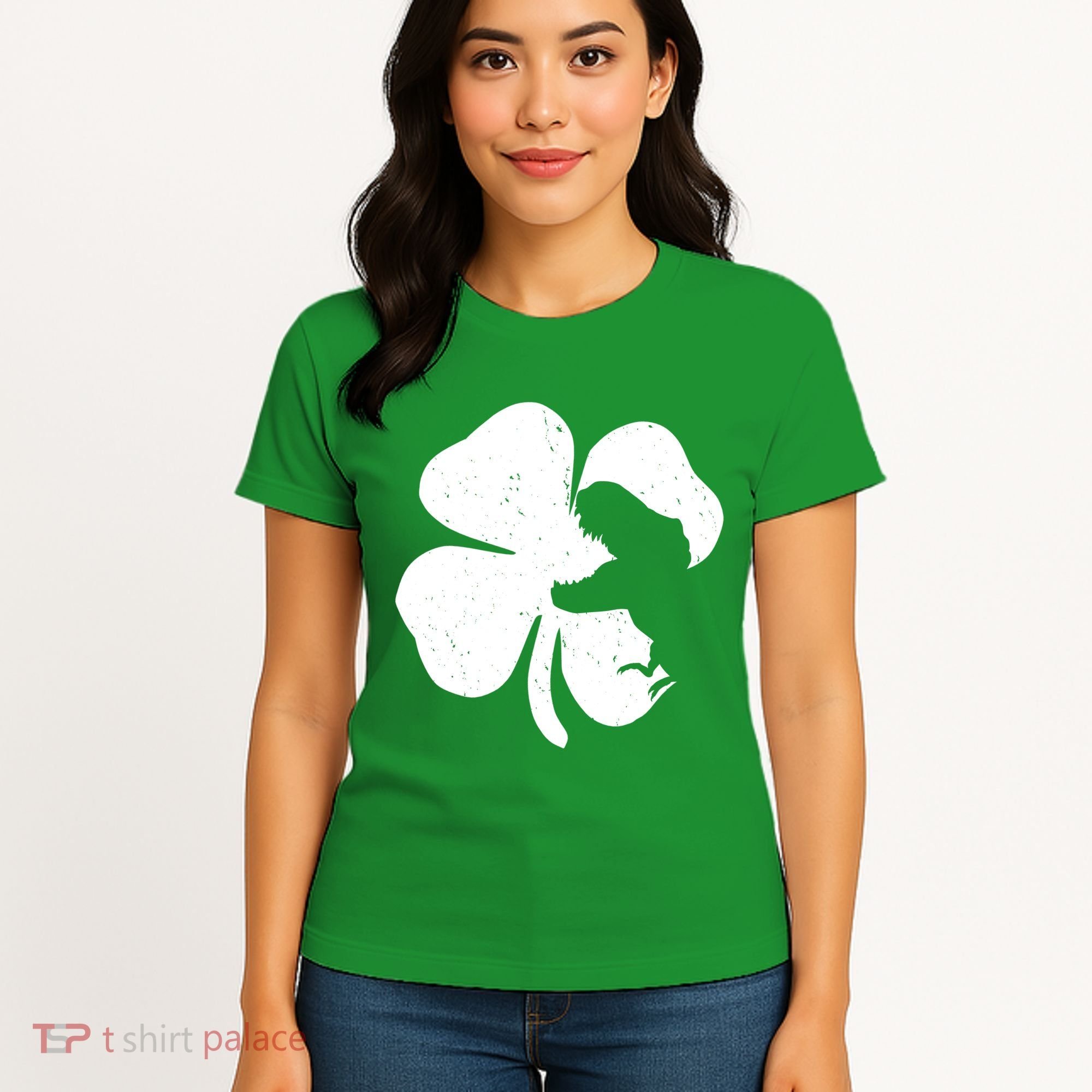 Lucky Clover St Patrick's Dinosaur Women's T-Shirt