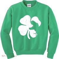 Lucky Clover St Patrick's Dinosaur Kids Sweatshirt thumb 0