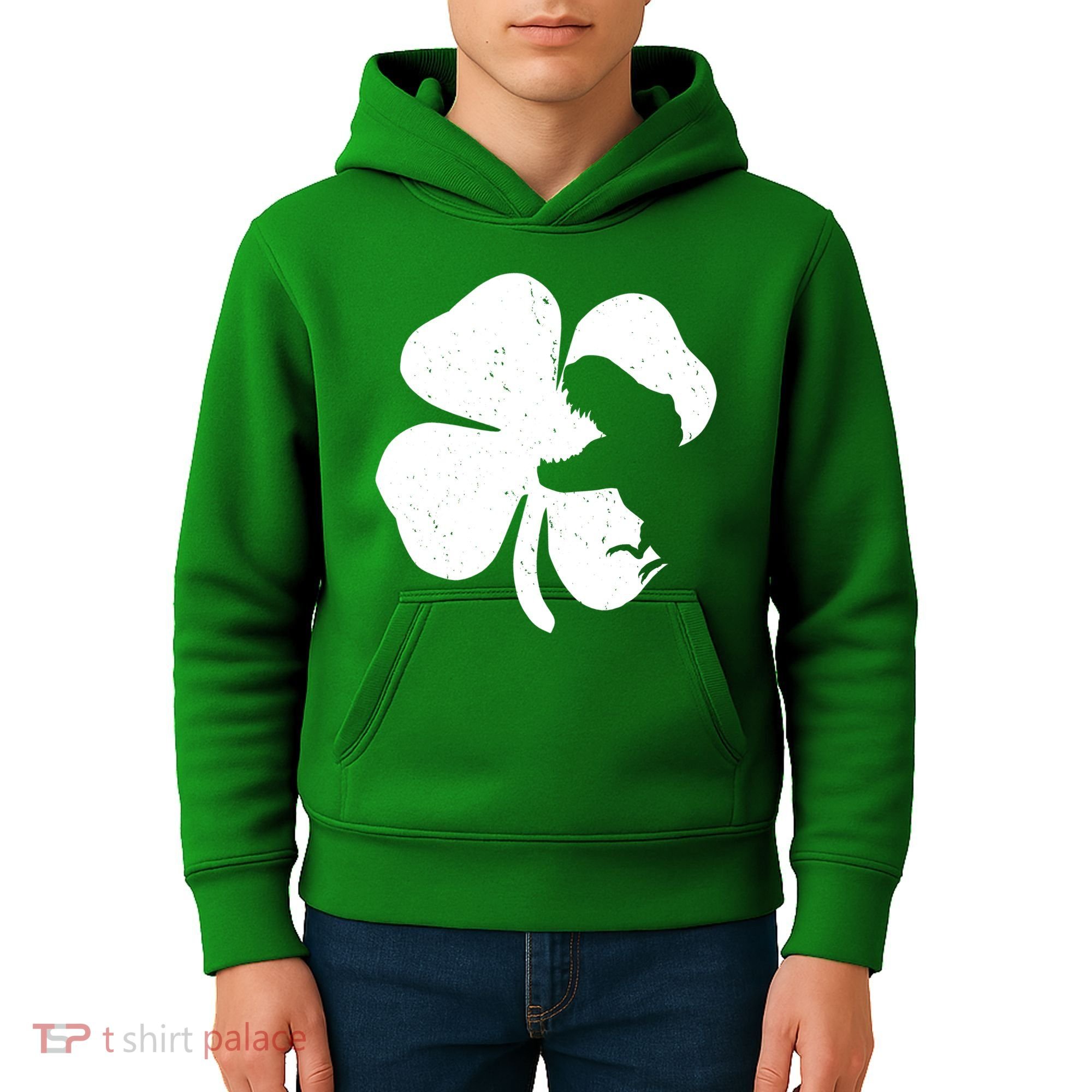 Lucky Clover St Patrick's Dinosaur Kids Hoodie