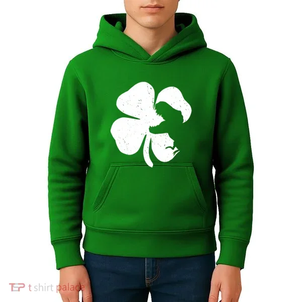 Lucky Clover St Patrick's Dinosaur Kids Hoodie