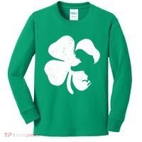 Lucky Clover St Patrick's Dinosaur Kids Long Sleeve Shirt thumb 0