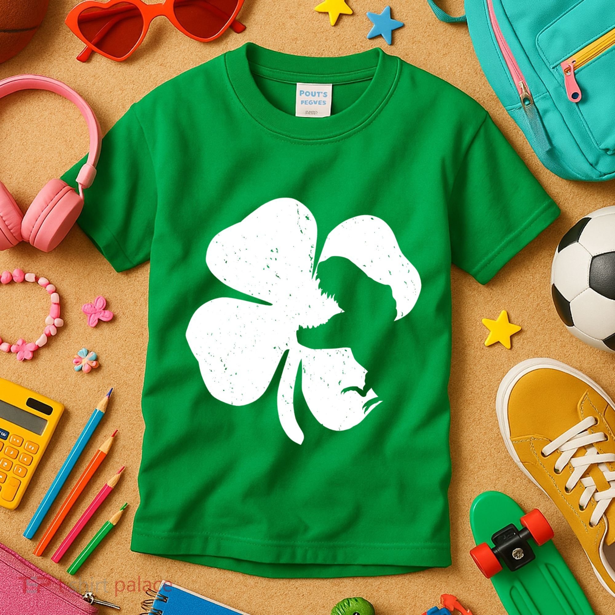 Lucky Clover St Patrick's Dinosaur Kids T-Shirt