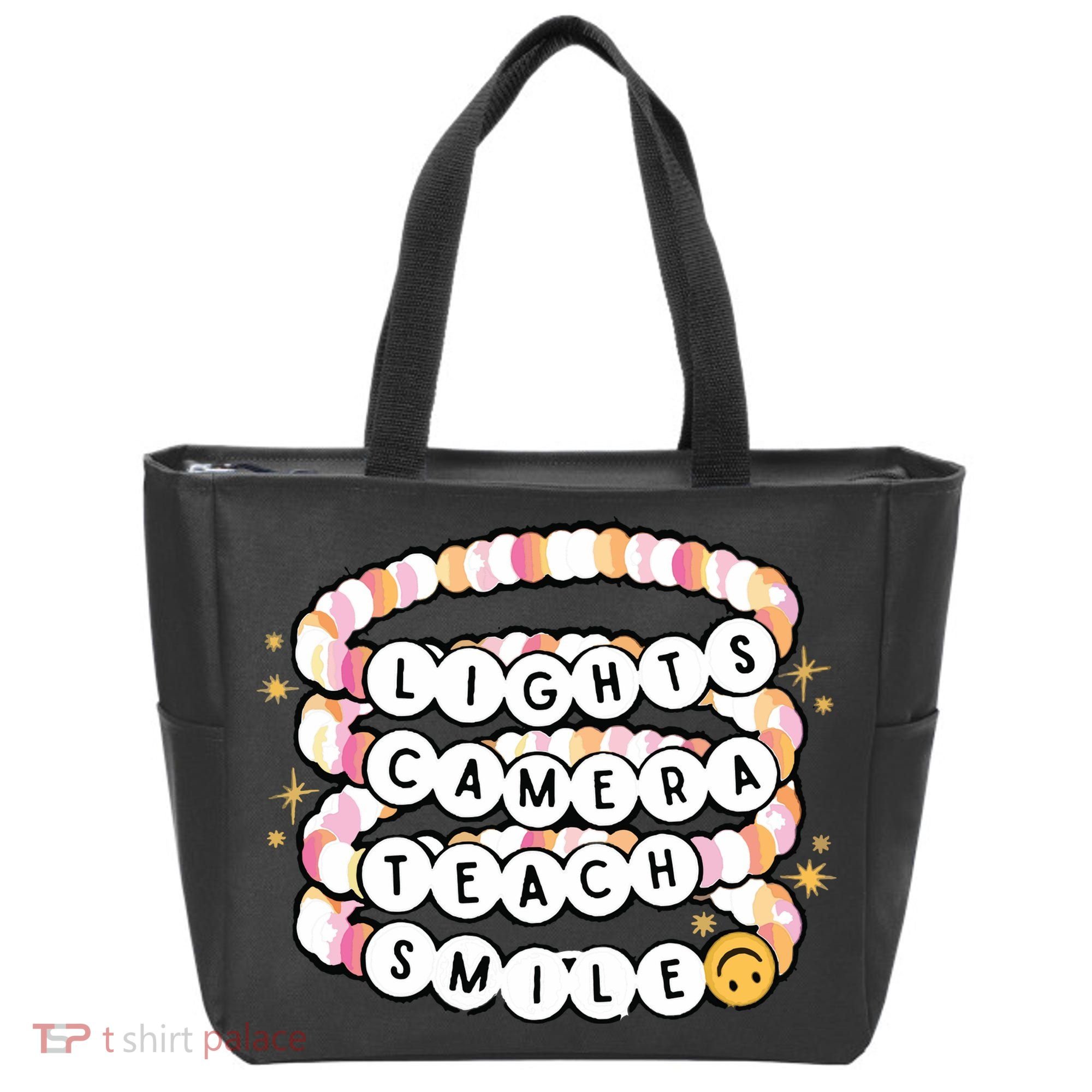 Lights Camera Teach Smile Tote Bag