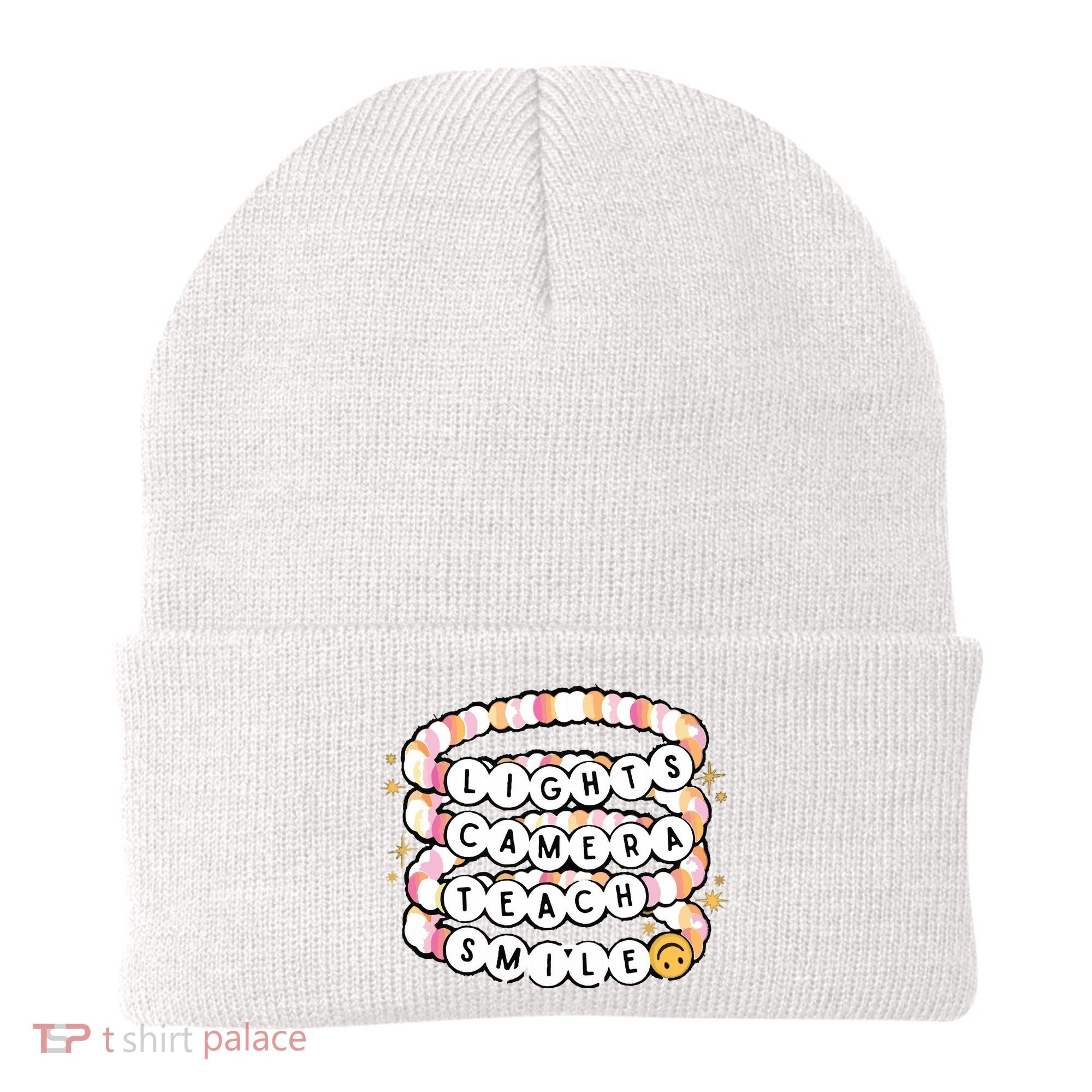 Lights Camera Teach Smile Beanie