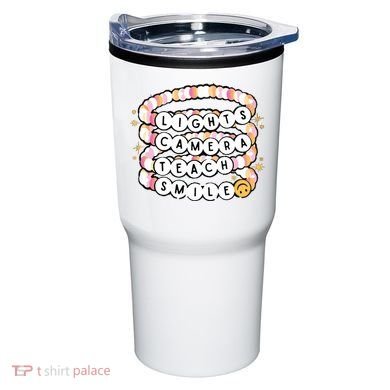 Lights Camera Teach Smile Tumbler