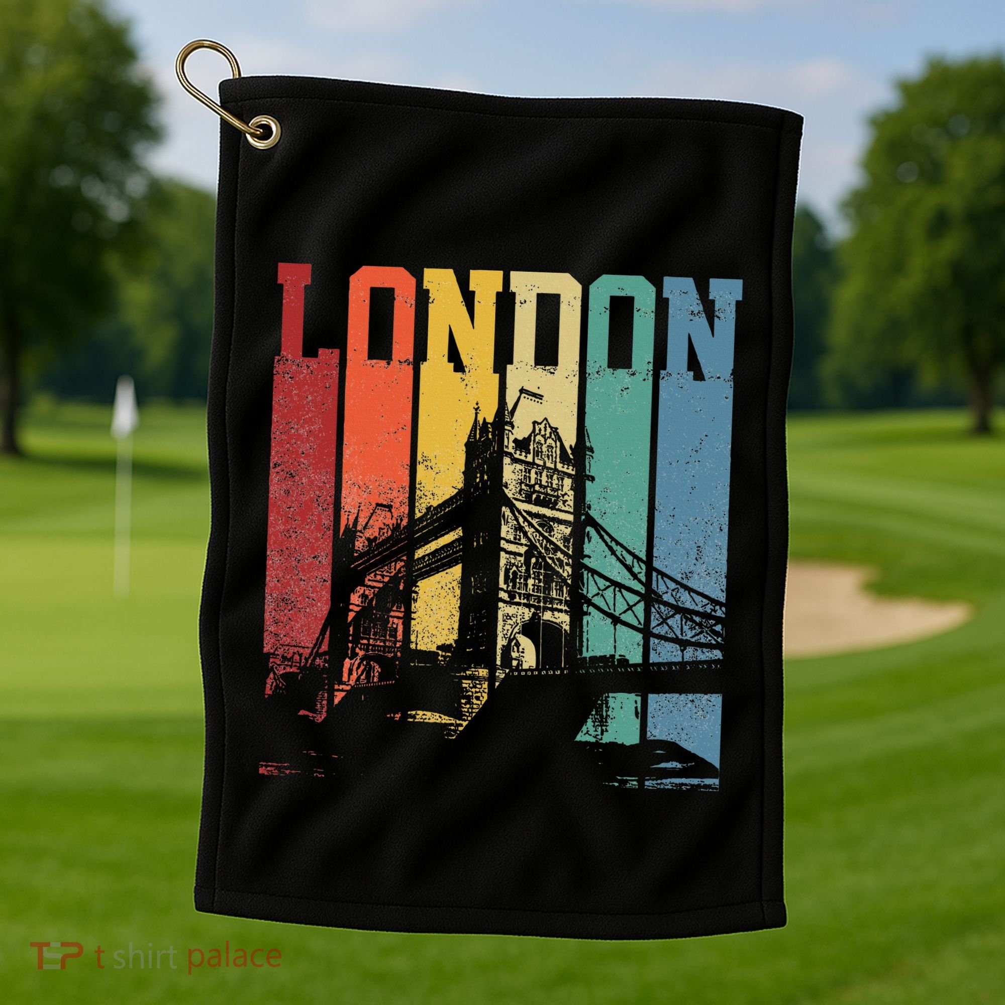 London City Tower Bridge England United Kingdom Golf Towel