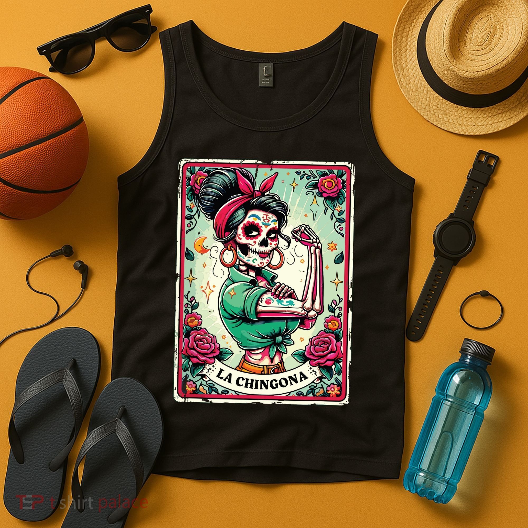La Chingona Tarot Card Funny Spanish Slang Boss Latina Power Tank Top