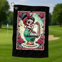 La Chingona Tarot Card Funny Spanish Slang Boss Latina Power Golf Towel thumb 1