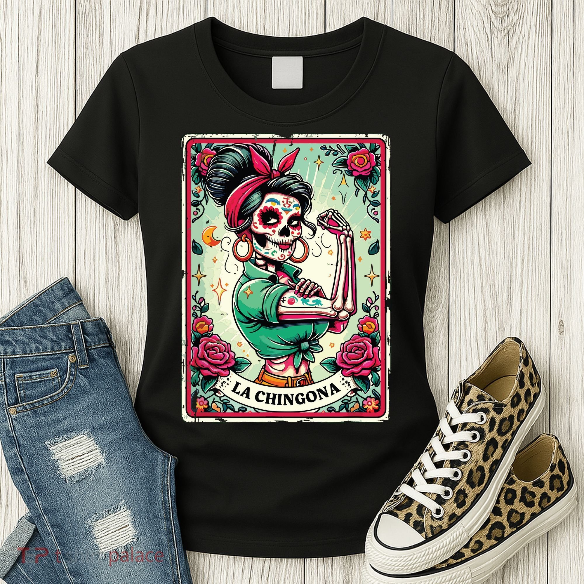 La Chingona Tarot Card Funny Spanish Slang Boss Latina Power Women's T-Shirt