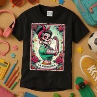 La Chingona Tarot Card Funny Spanish Slang Boss Latina Power Kids T-Shirt thumb 3