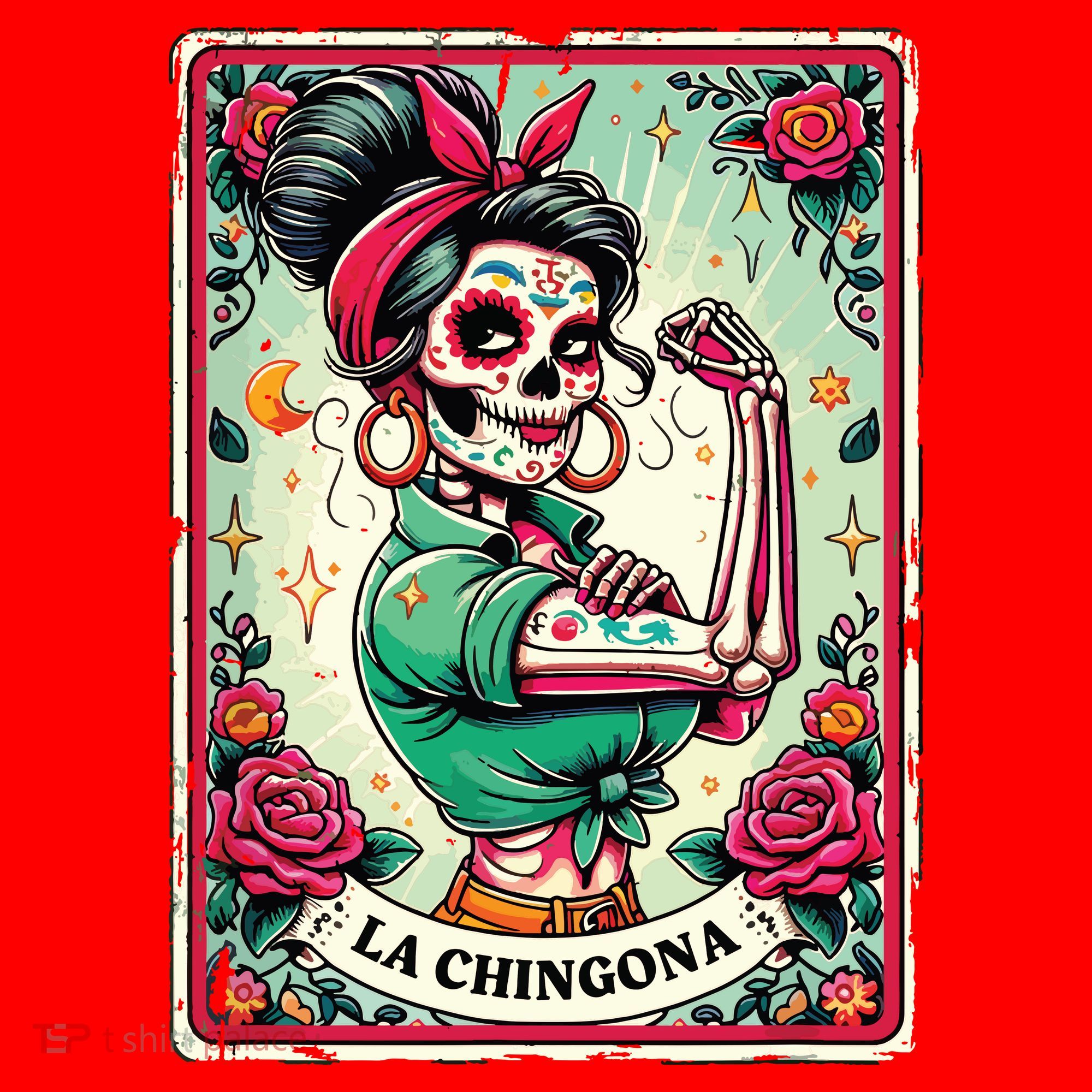 La Chingona Tarot Card Funny Spanish Slang Boss Latina Power Santa Hat