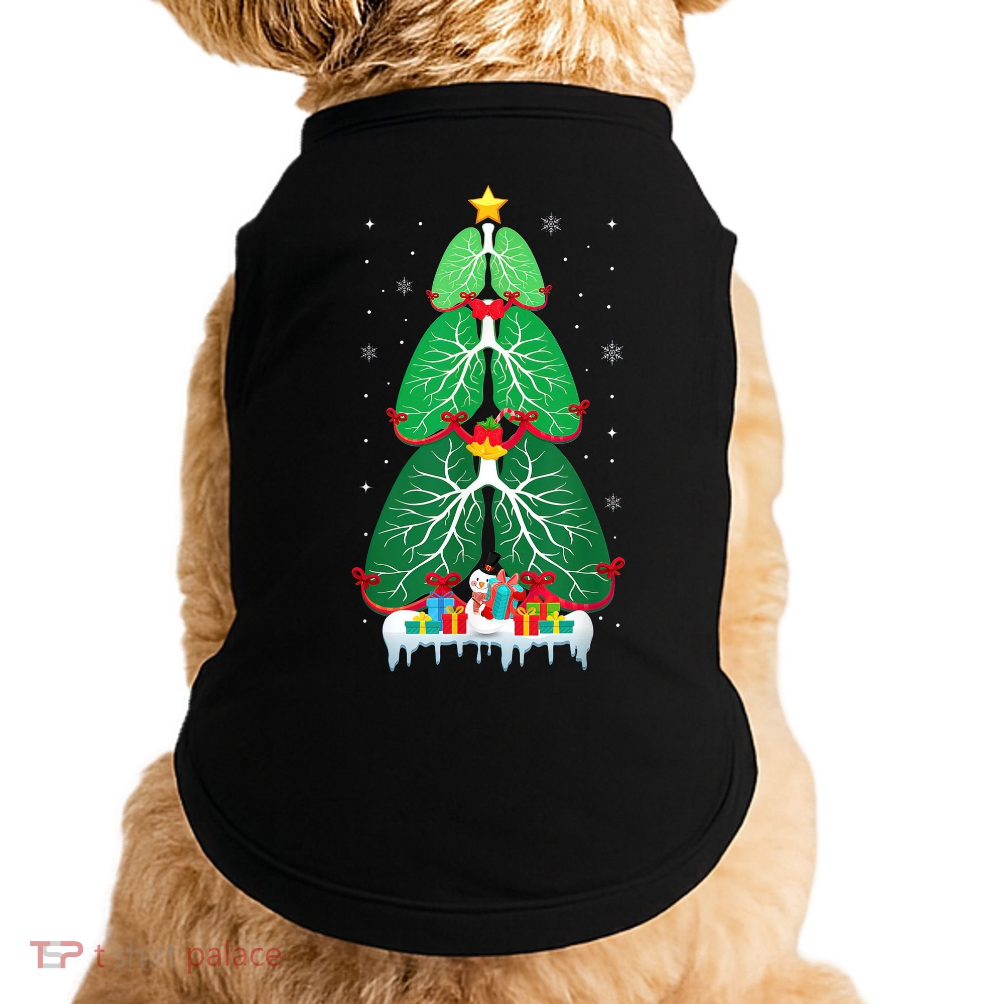 Lung Christmas Tree Respiratory Therapy Xmas Therapist Shirt Doggie Tank