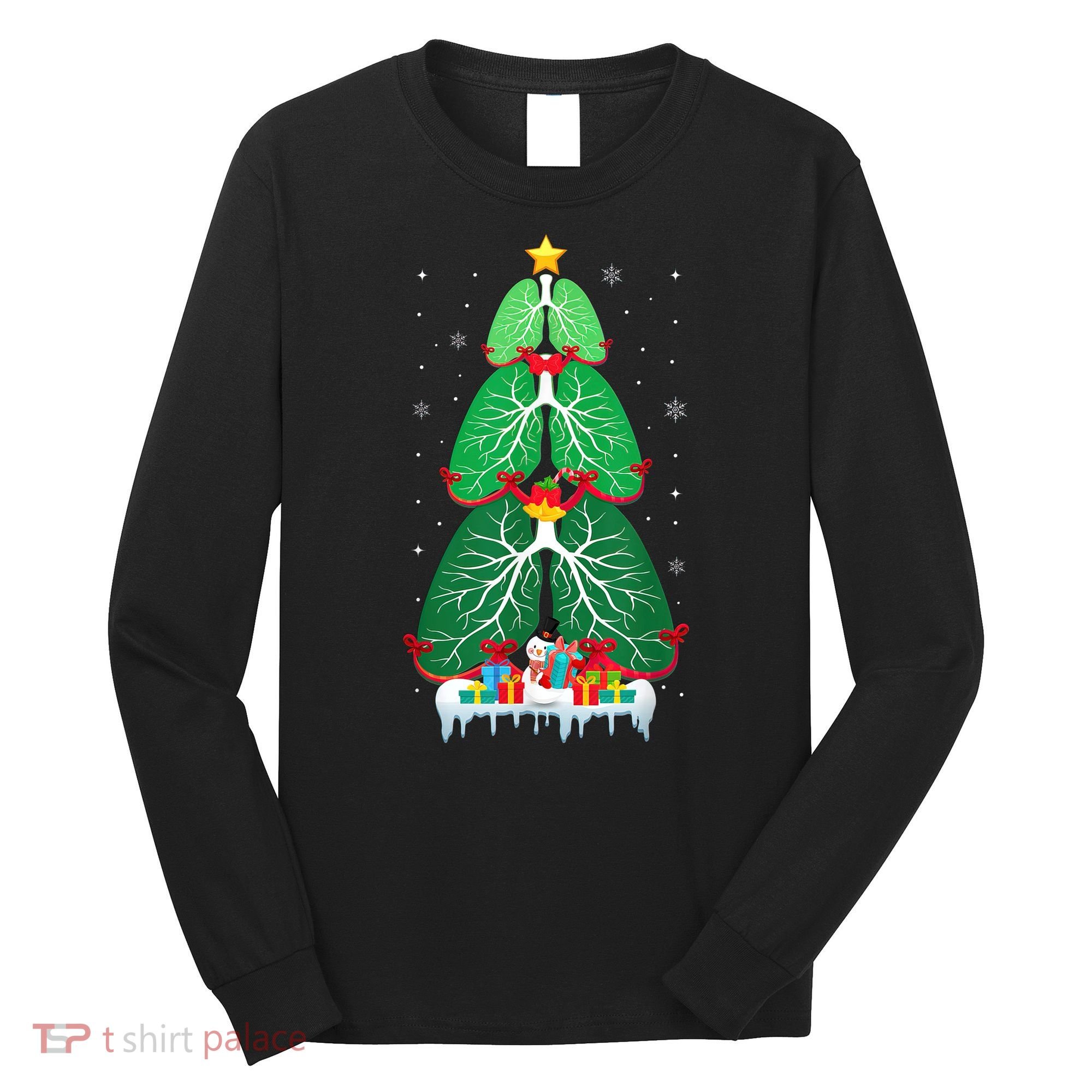 Lung Christmas Tree Respiratory Therapy Xmas Therapist Shirt Long Sleeve Shirt
