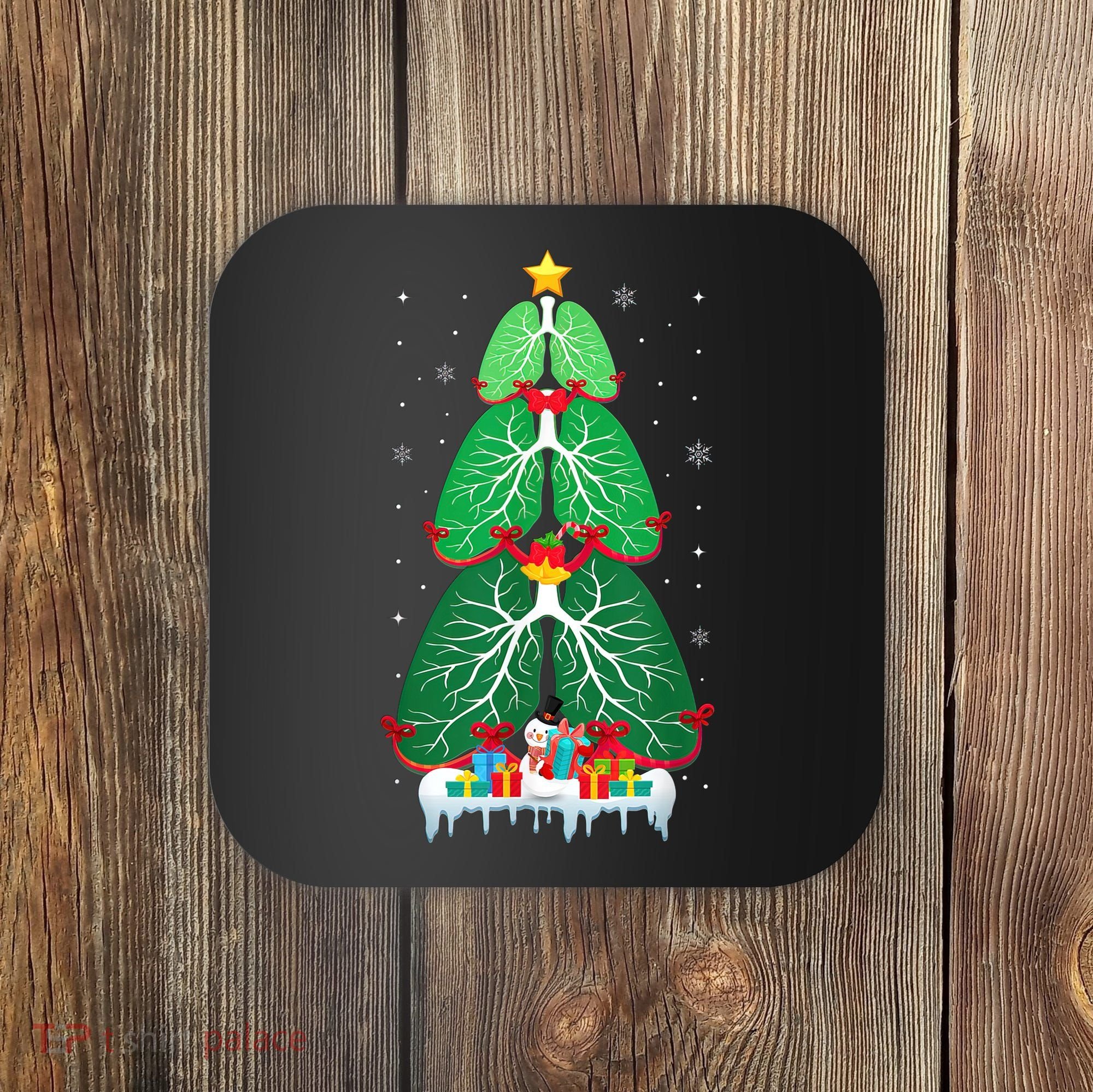 Lung Christmas Tree Respiratory Therapy Xmas Therapist Shirt Coaster