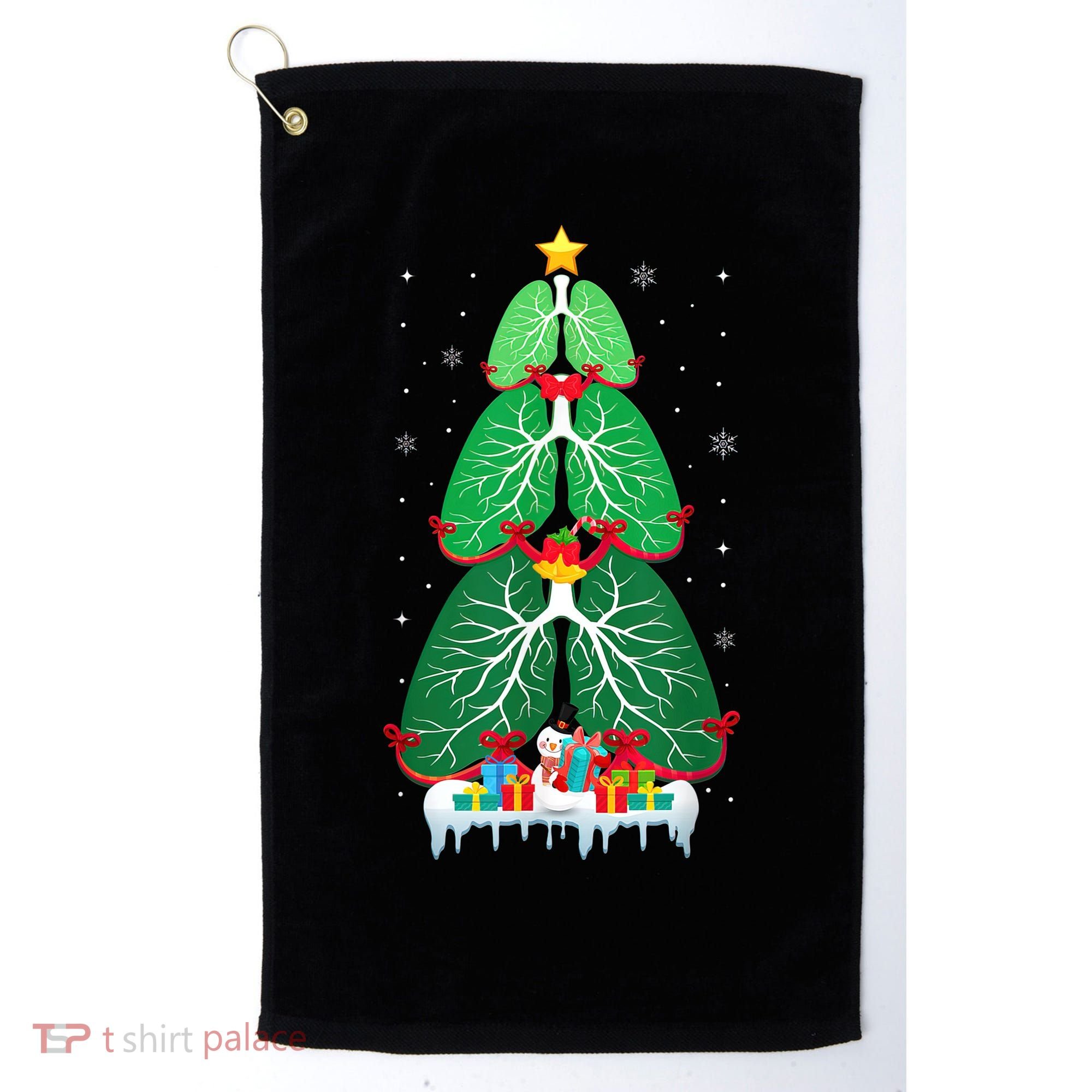 Lung Christmas Tree Respiratory Therapy Xmas Therapist Shirt Golf Towel