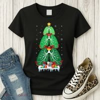 Lung Christmas Tree Respiratory Therapy Xmas Therapist Shirt Women's T-Shirt thumb 3