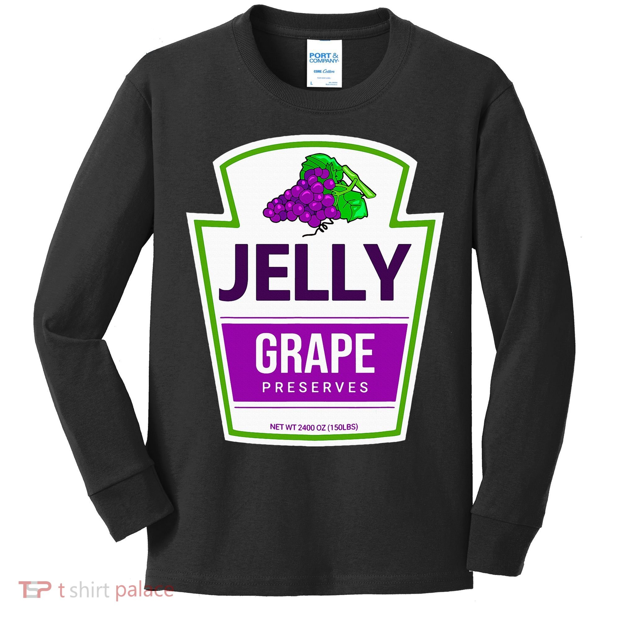 Lazy Costume Tees Grape Jelly Jar For Halloween Kids Long Sleeve Shirt