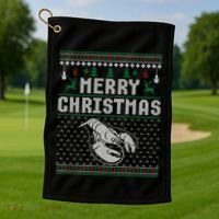 Lobster Christmas Ugly Funny Xmas Gift Golf Towel thumb 1