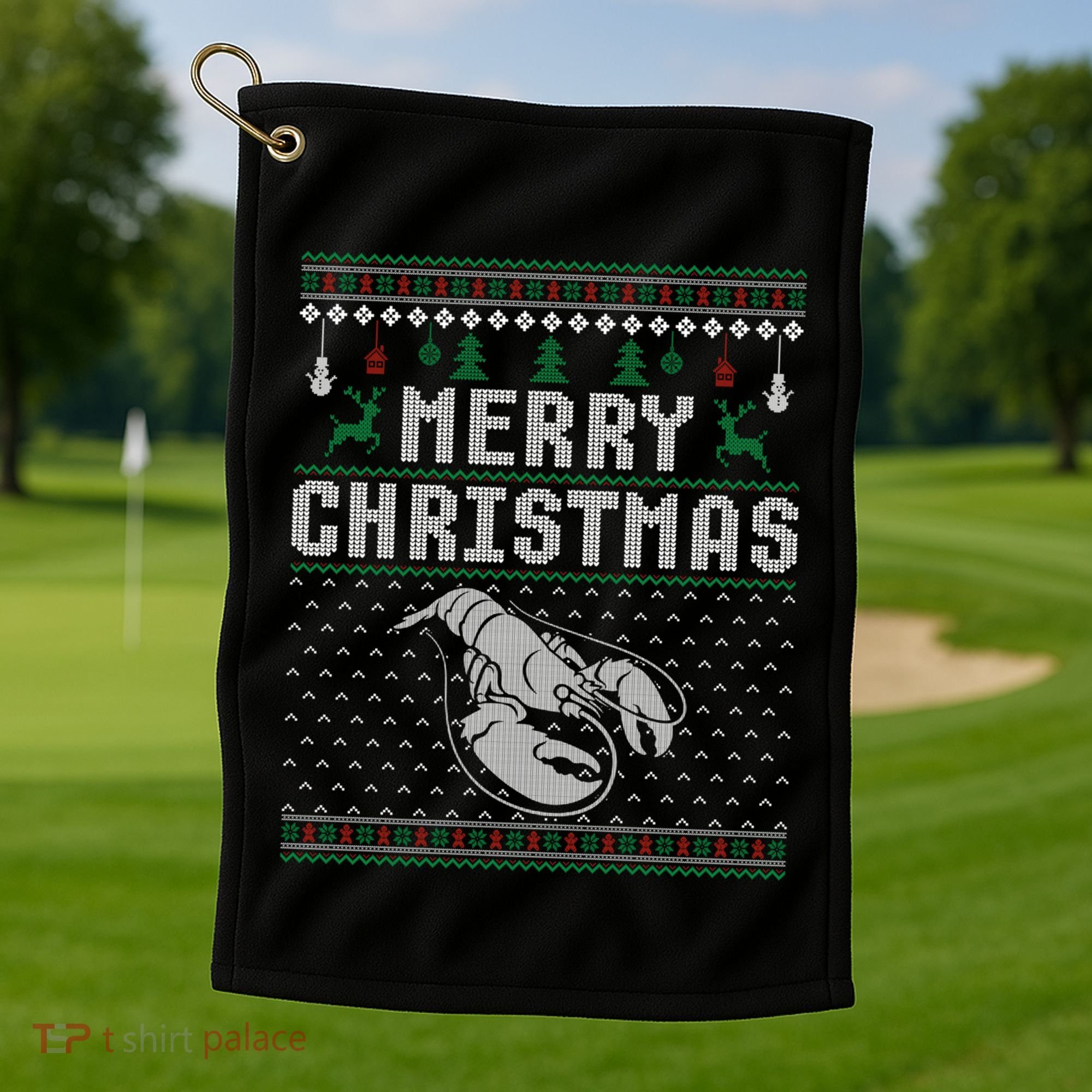 Lobster Christmas Ugly Funny Xmas Gift Golf Towel
