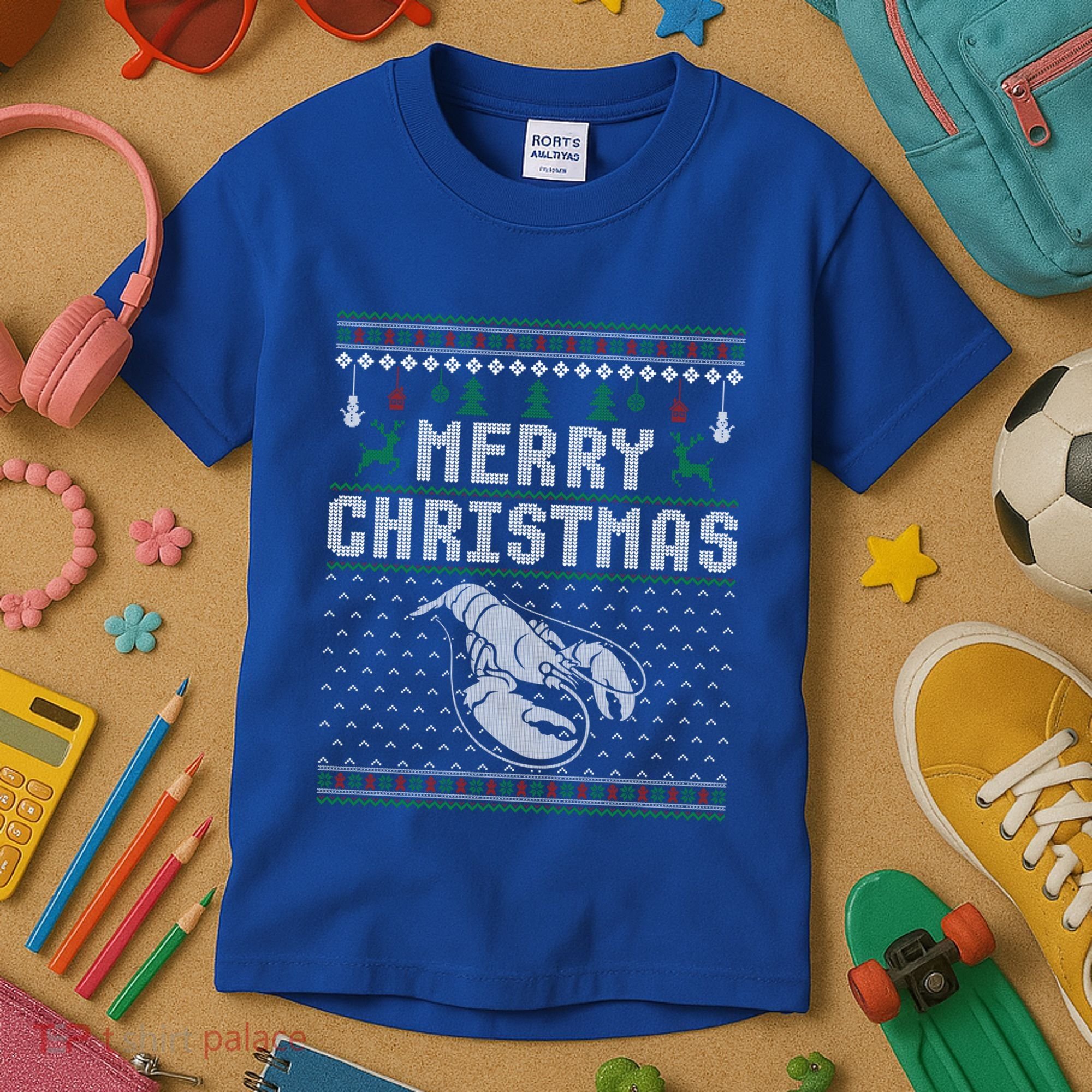 Lobster Christmas Ugly Funny Xmas Gift Kids T-Shirt