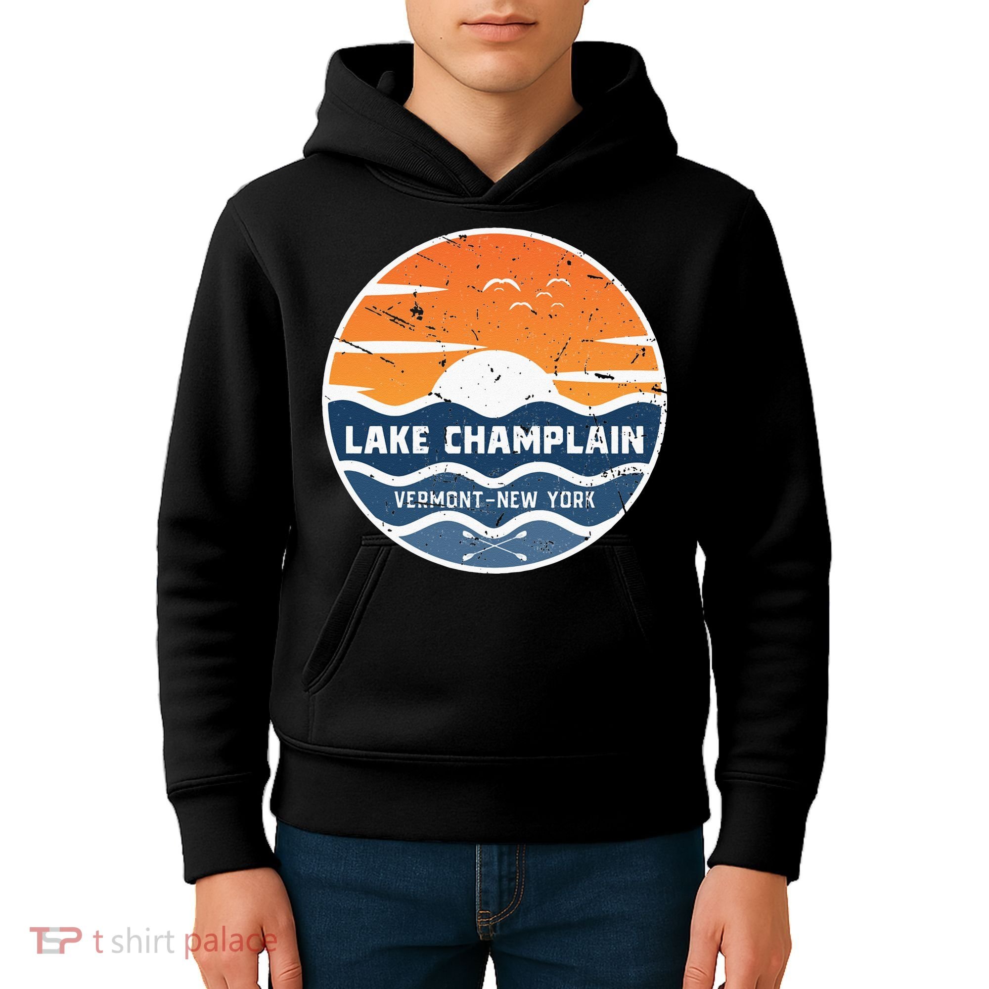 Lake Champlain Vermont New York Lake Champlain Kids Hoodie