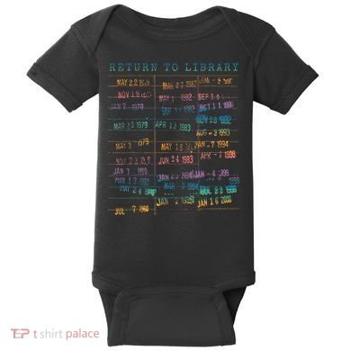 Library Card Vintage Book Due Date Bookish Rainbow Baby Bodysuit