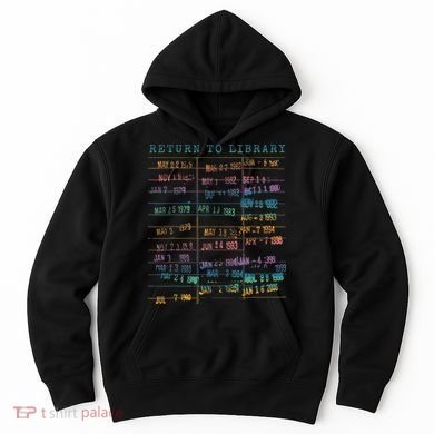 Library Card Vintage Book Due Date Bookish Rainbow Reading Hoodie