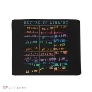 Library Card Vintage Book Due Date Bookish Rainbow Reading Mousepad