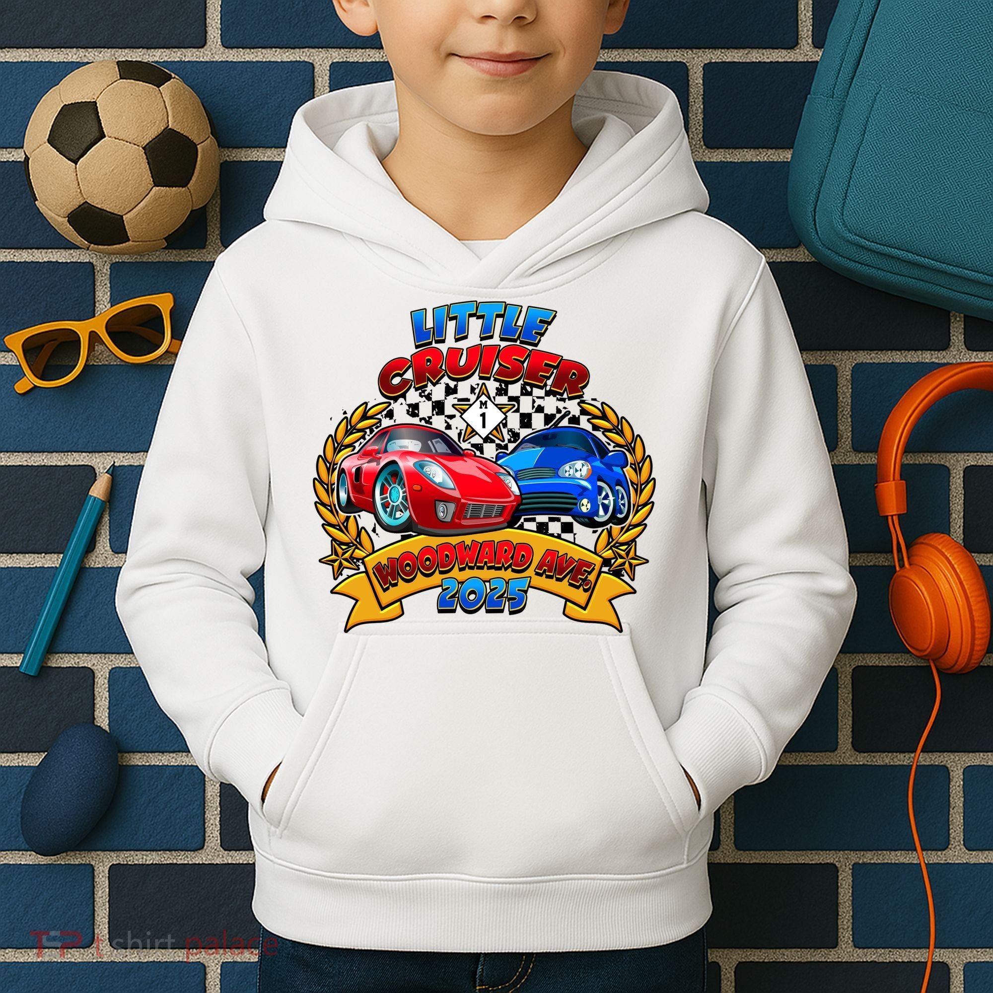 Little Cruiser Woodward Avenue 2025 Kids Hoodie