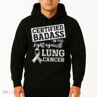 Lung Cancer Warrior Gift Funny Lung Cancer Awareness Hoodie thumb 2