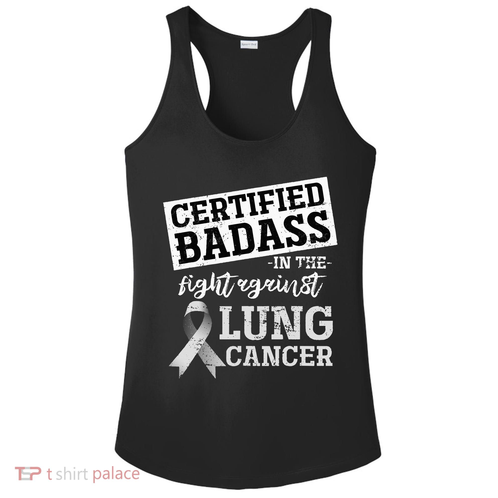Lung Cancer Warrior Gift Funny Lung Cancer Awareness Ladies PosiCharge Competitor Racerback Tank