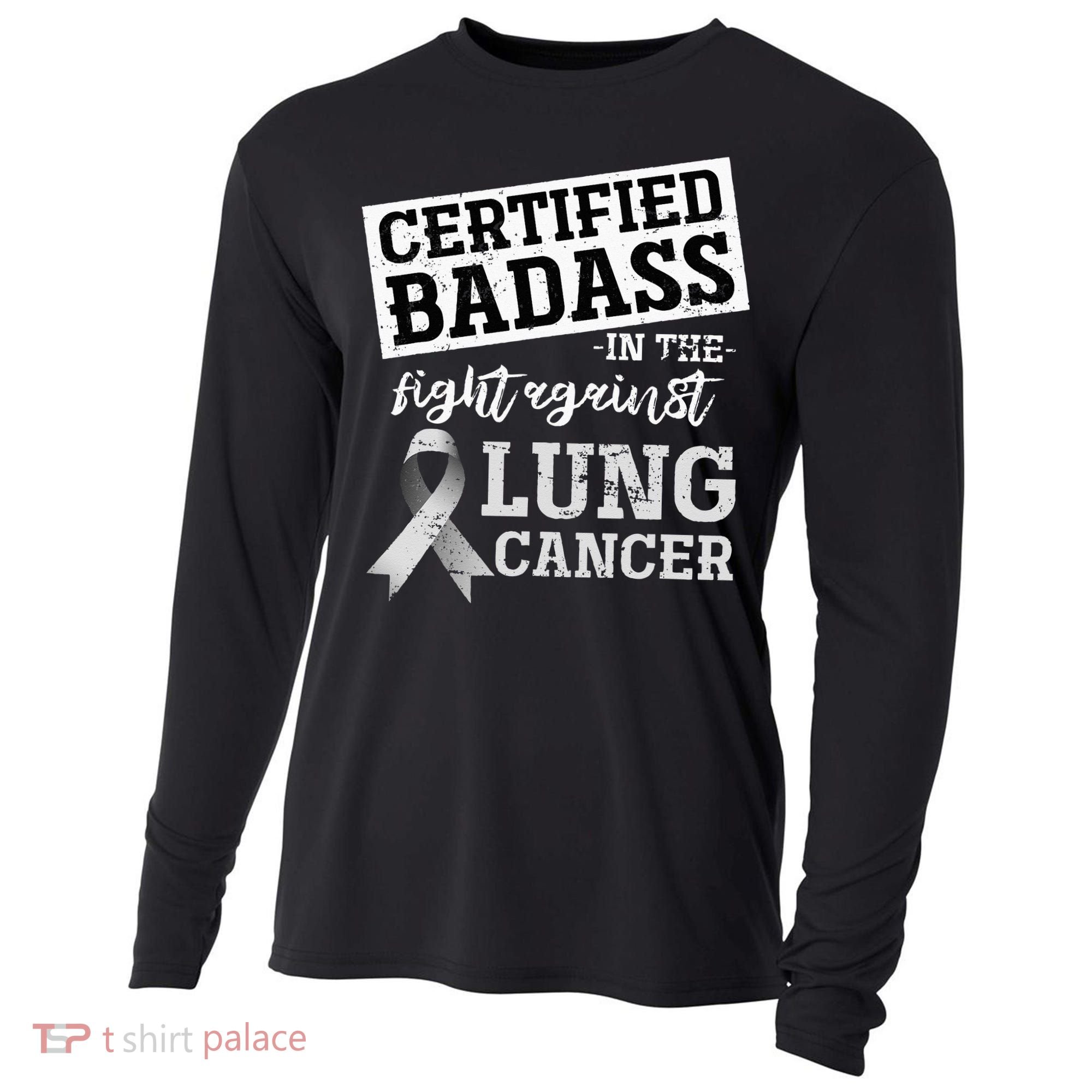 Lung Cancer Warrior Gift Funny Lung Cancer Awareness Cooling Performance Long Sleeve Crew