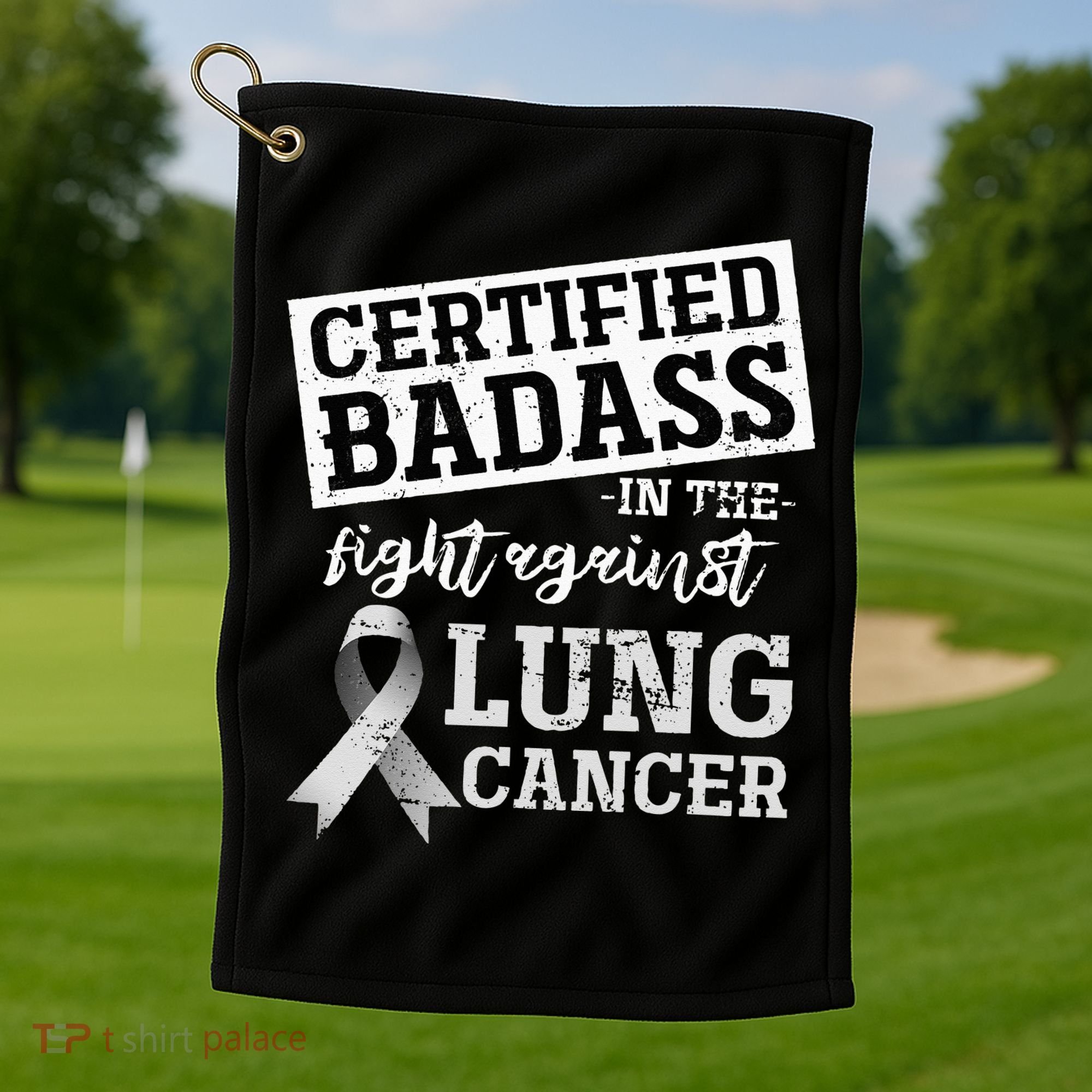 Lung Cancer Warrior Gift Funny Lung Cancer Awareness Golf Towel