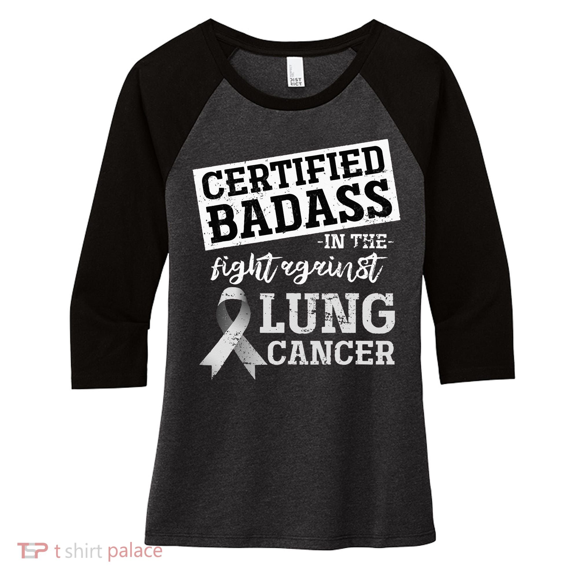 Lung Cancer Warrior Gift Funny Lung Cancer Awareness Women's Tri-Blend 3/4-Sleeve Raglan Shirt