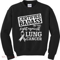 Lung Cancer Warrior Gift Funny Lung Cancer Awareness Kids Sweatshirt thumb 0
