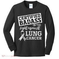 Lung Cancer Warrior Gift Funny Lung Cancer Awareness Kids Long Sleeve Shirt thumb 0