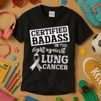 Lung Cancer Warrior Gift Funny Lung Cancer Awareness Kids T-Shirt thumb 3