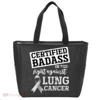 Lung Cancer Warrior Gift Funny Lung Cancer Awareness Tote Bag thumb 0