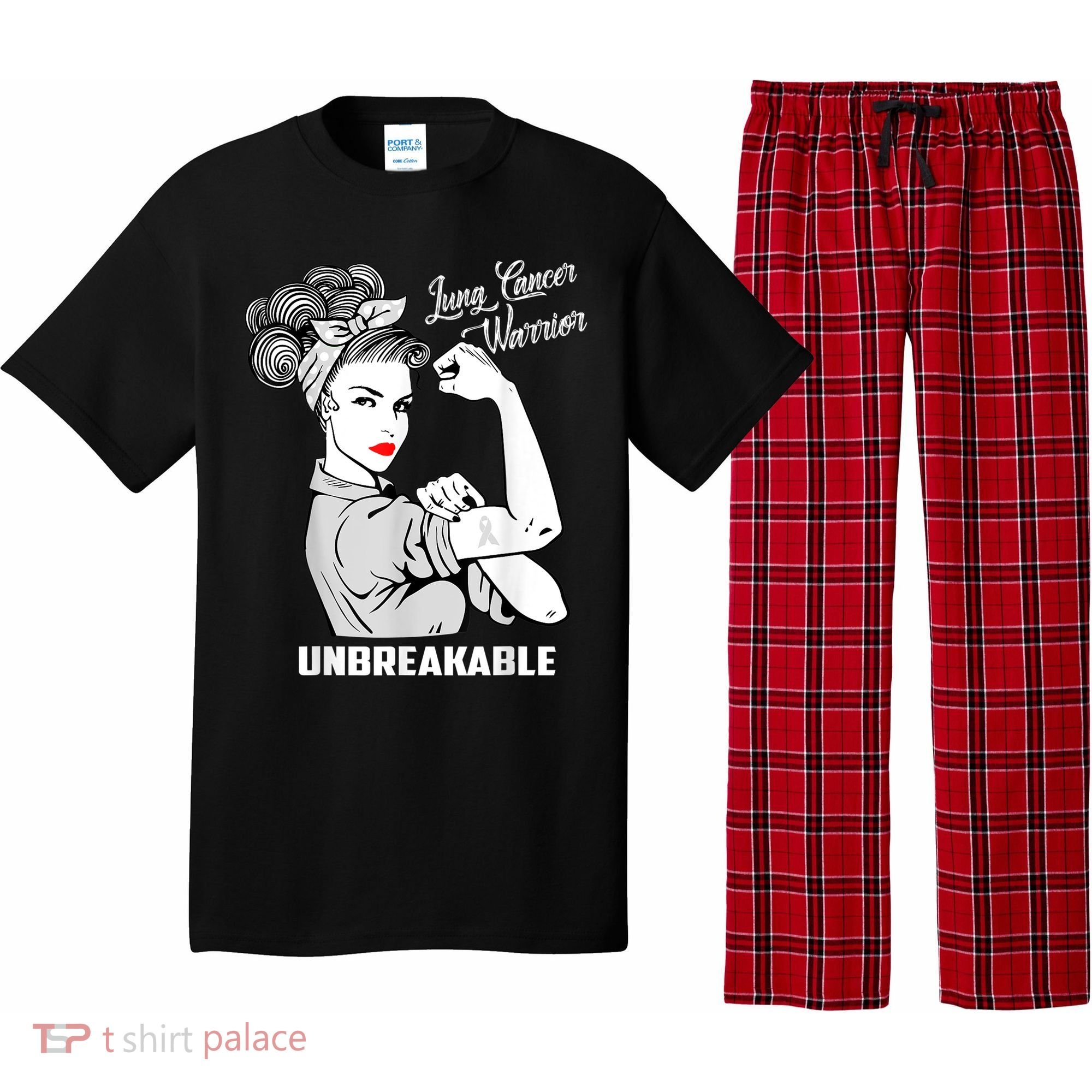 Lung Cancer Warrior Unbreakable Gift Awareness Gifgift Pajama Set