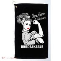 Lung Cancer Warrior Unbreakable Gift Awareness Gifgift Golf Towel thumb 0