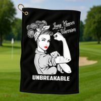 Lung Cancer Warrior Unbreakable Gift Awareness Gifgift Golf Towel thumb 1