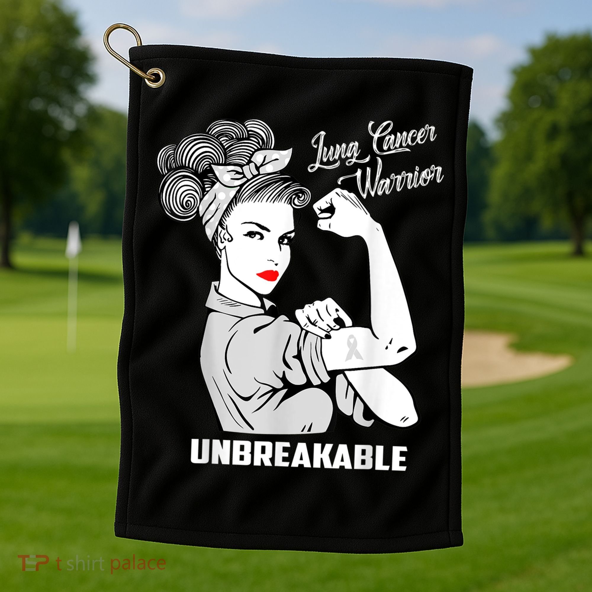 Lung Cancer Warrior Unbreakable Gift Awareness Gifgift Golf Towel
