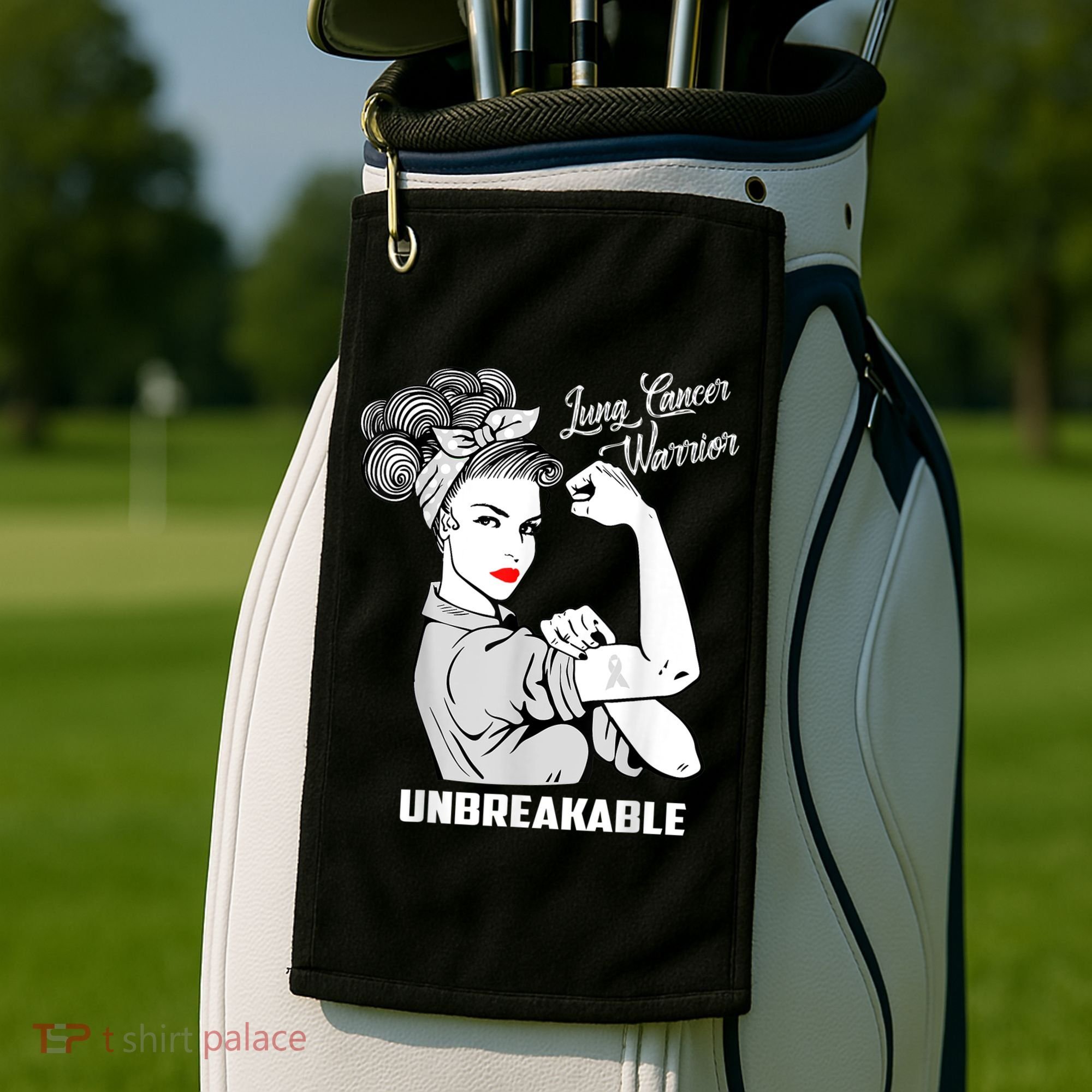 Lung Cancer Warrior Unbreakable Gift Awareness Gifgift Golf Towel