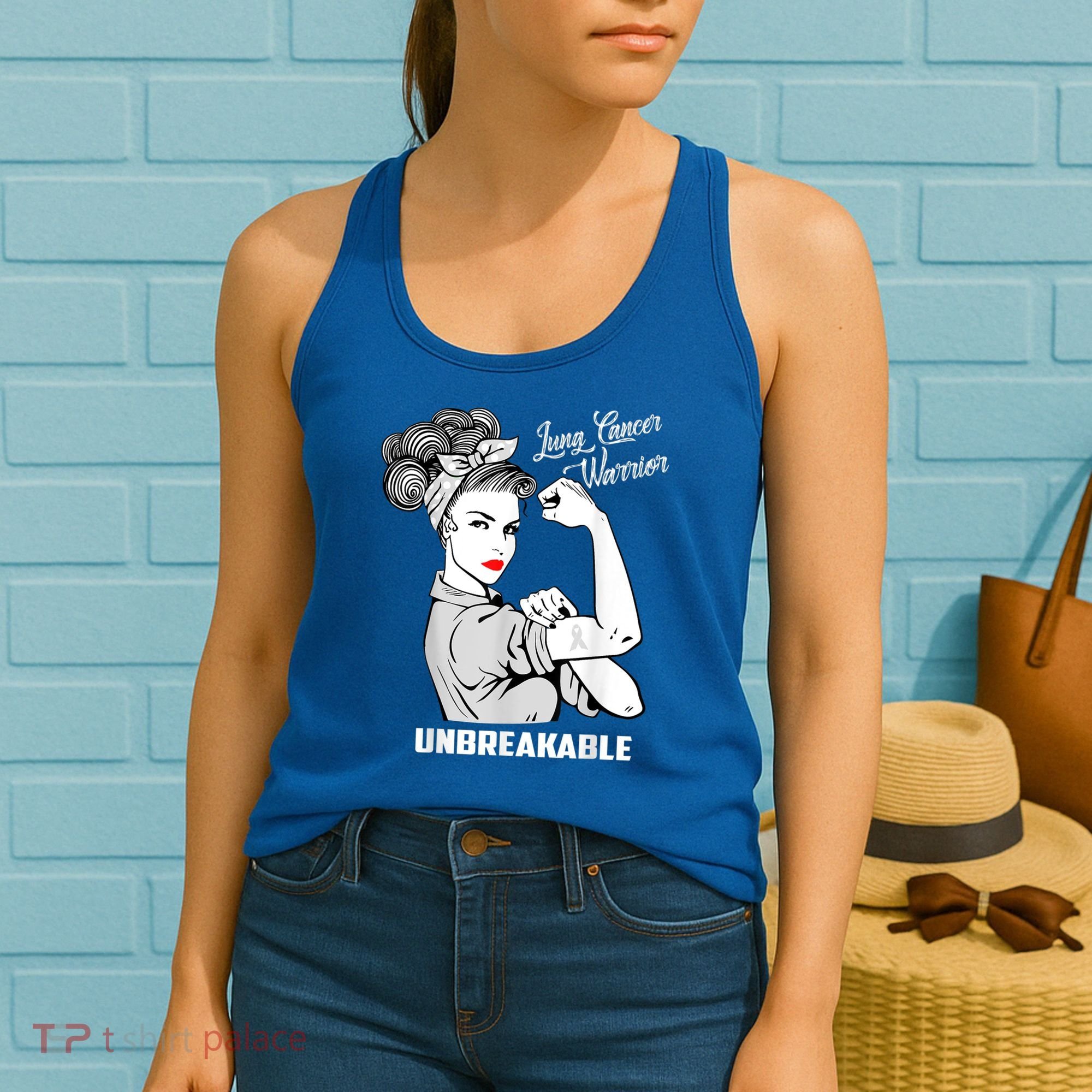 Lung Cancer Warrior Unbreakable Gift Awareness Gifgift Women's Tank Top