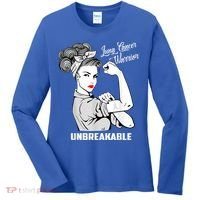 Lung Cancer Warrior Unbreakable Gift Awareness Gifgift Women's Long Sleeve Shirt thumb 0