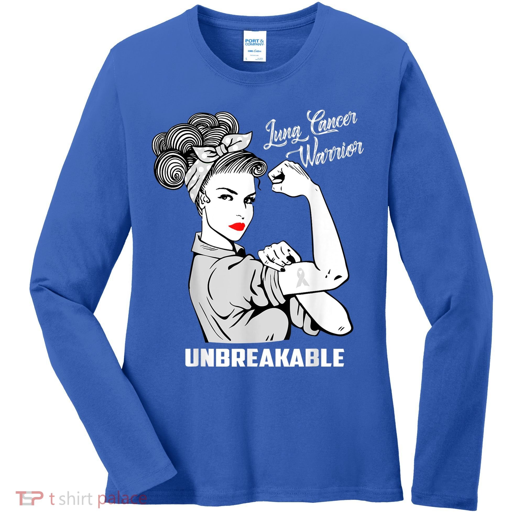Lung Cancer Warrior Unbreakable Gift Awareness Gifgift Women's Long Sleeve Shirt