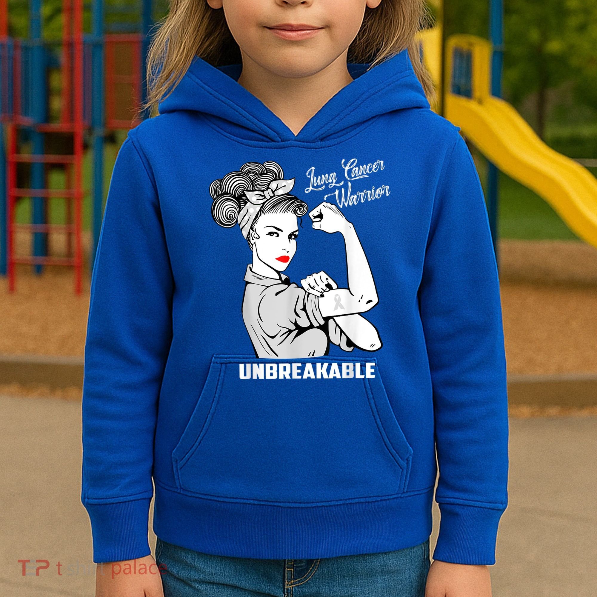 Lung Cancer Warrior Unbreakable Gift Awareness Gifgift Kids Hoodie